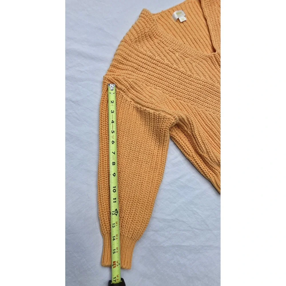 Maeve Anthropologie Orange Chunky Shaker Knit V-Neck Sweater Small NWT